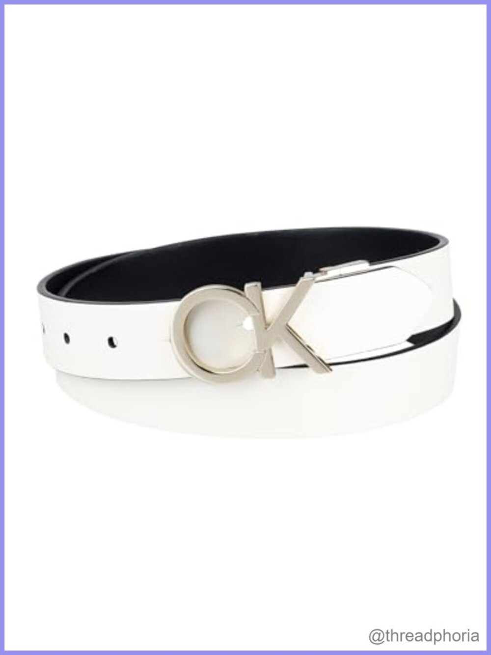 Reversible Leather Dress Belt CK Plaque Buckle 2-in-1